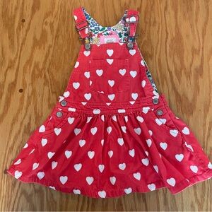 Boden Red Heart Print Overall Dress